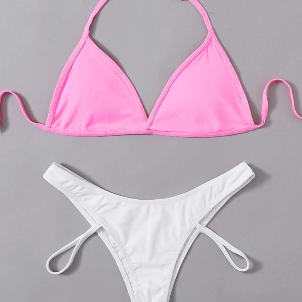 Sexy Pink and White Bikini